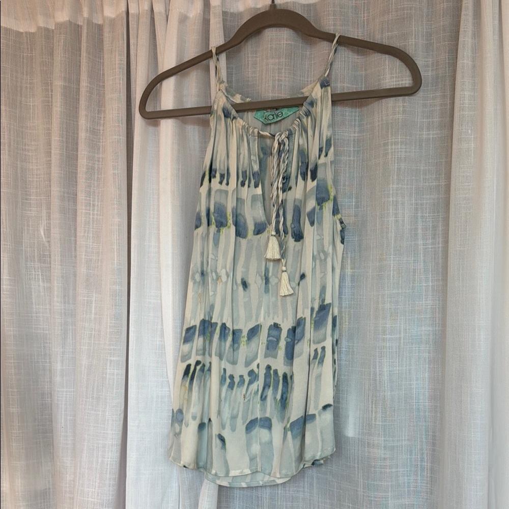 Karlie Blue and Cream Tie-Dye Tank Top